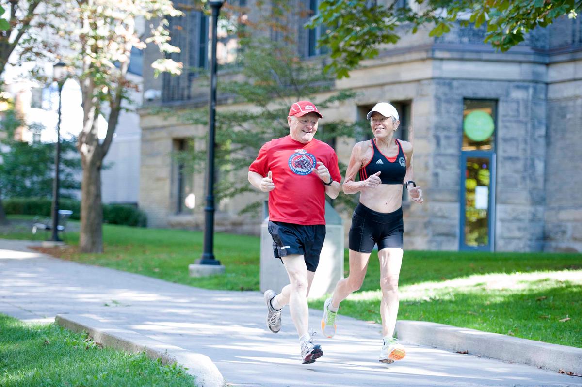 Bob and Jean enjoy a morning run, in Toronto, in 2012. After recovering from open heart surgery, and years of complications, Bob Ramsay is finally settling into old routines of regular activity and vitality in every day life without fear of hurting himself further. (Photograph by Cole Garside)