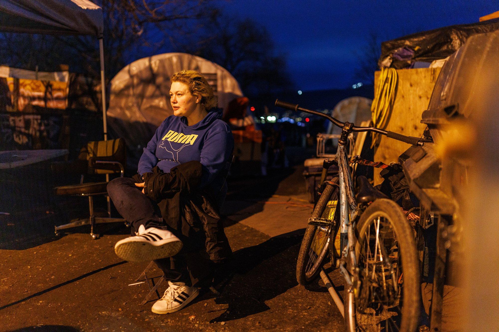 Sheena Derdak and her partner, Weston, arrived in CRAB Park in the summer of 2022 after leaving a massive encampment on East Hastings Street that had become overwhelming and chaotic. Derdak soon became part of the parkâs routine, donninga high-viz vest one night a week for safety patrols and volunteering with an overdose-prevention program.