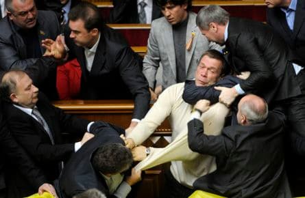 Ukrainian opposition lobs eggs, smoke bombs in Parliament