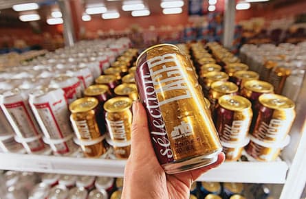 Emptying the beer fridge