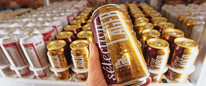 Emptying the beer fridge