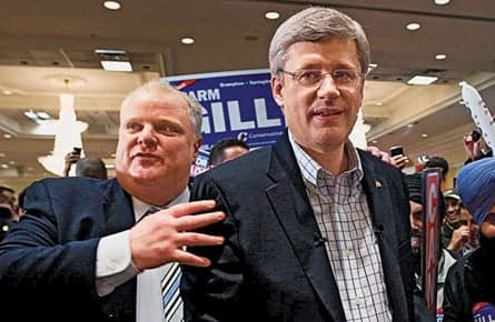 Inside Harper’s big blue tent