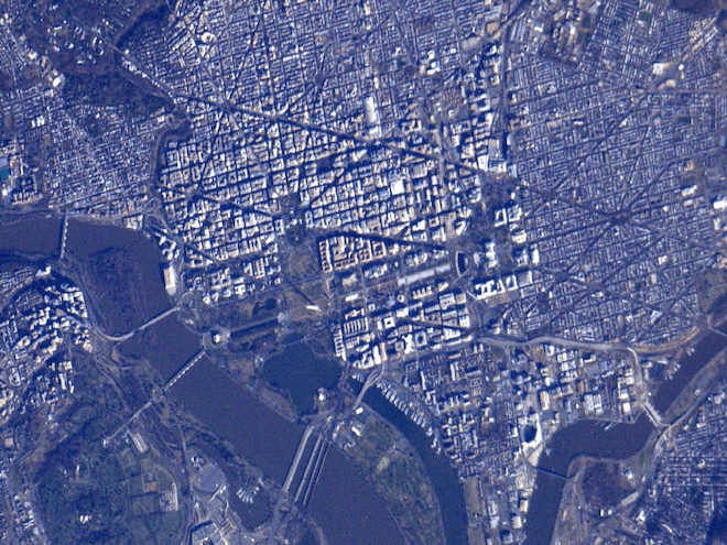 Washington, D.C., as seen from orbit on the night before Obama's big day
