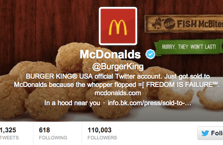 Burger King hacked on Twitter; name changed to McDonald's