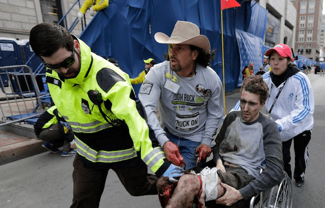 Boston marathon bombing survivor in iconic photo is writing memoir