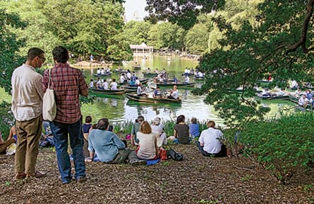 144 singers in 20 boats in Central Park