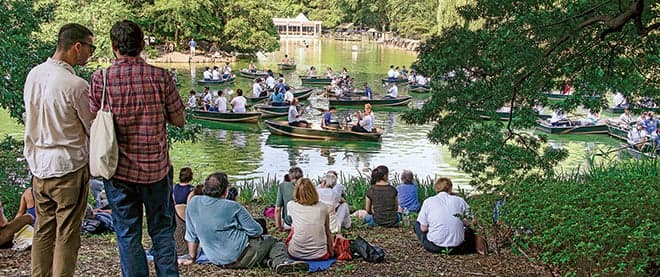 144 singers in 20 boats in Central Park