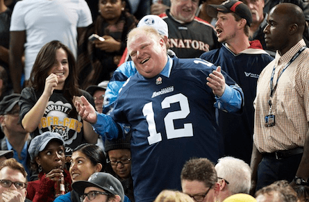 Rob Ford plays to the CFL crowd