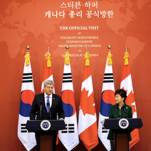 Harper announces free trade with Korea