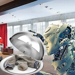 These robots hope you’ve enjoyed your hotel stay