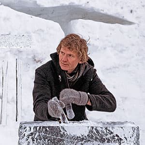 Playing on instruments of ice to padded, gloved applause