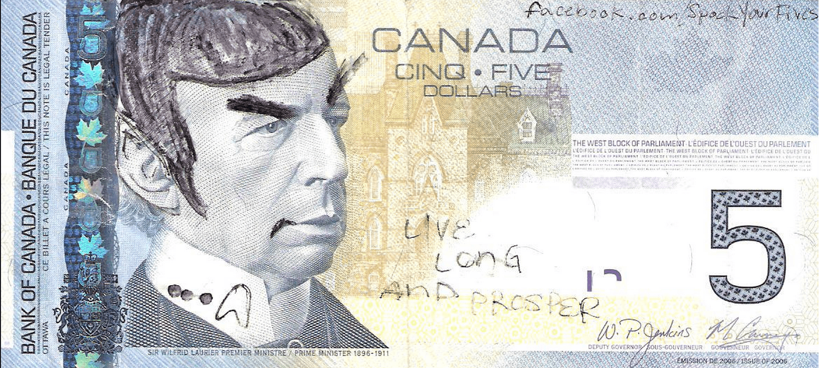 Live long and fiver: Canadians 'Spock' their bills for Leonard Nimoy