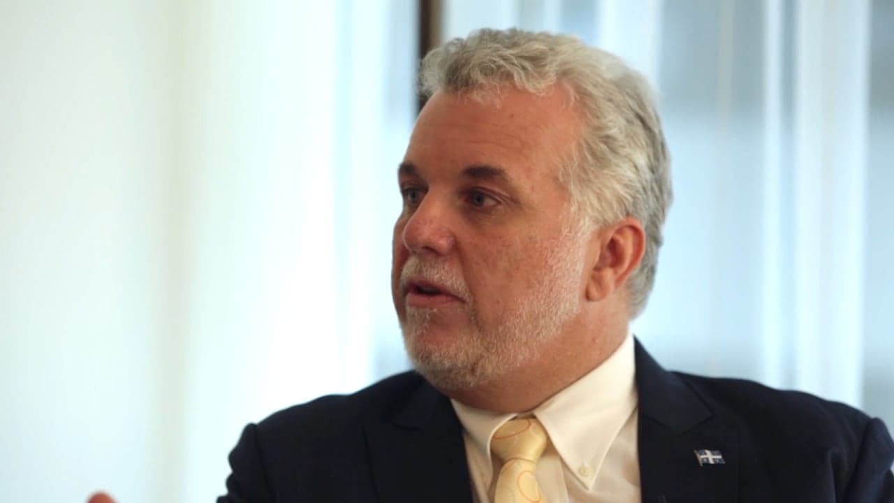 Paul Wells in conversation with Quebec premier Philippe Couillard