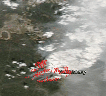 Watch from NASA satellites as the Fort McMurray fire spreads