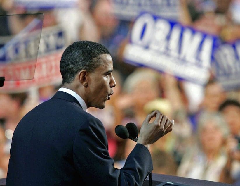 Barack Obama appeals to the hope and optimism of 2004