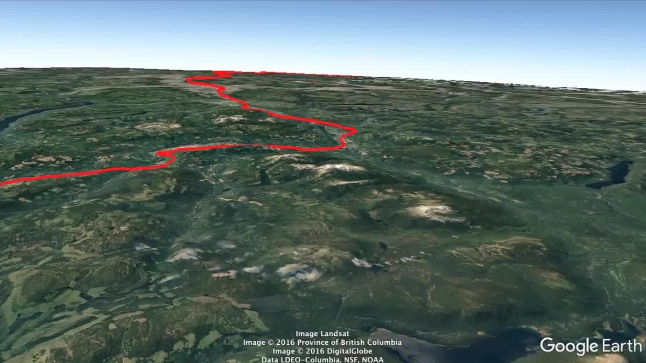 Fly the length of Kinder Morgan's Trans Mountain pipeline