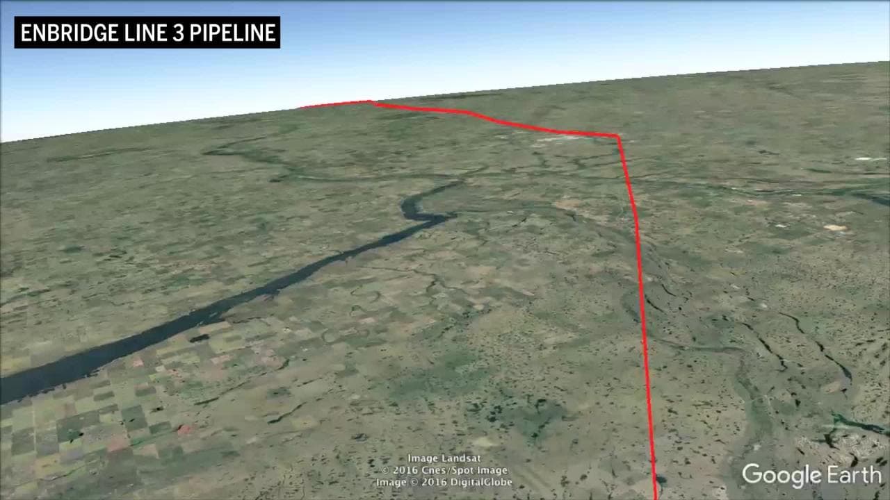 Fly the full length of the Line 3 pipeline route