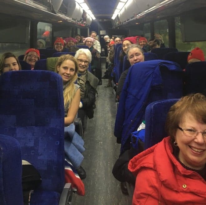 ‘Is that a uterus giving the middle finger?’: On the bus to the Women’s March