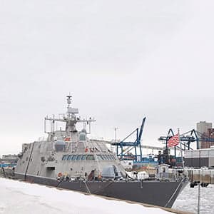 The U.S. Navy’s newest warship is stuck in the ice in Montreal