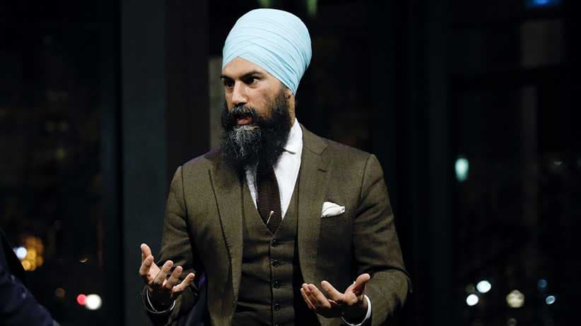 NDP leader Jagmeet Singh talks to Paul Wells at the Maclean's Live event at Ottawa's National Arts Centre on February 8, 2018
