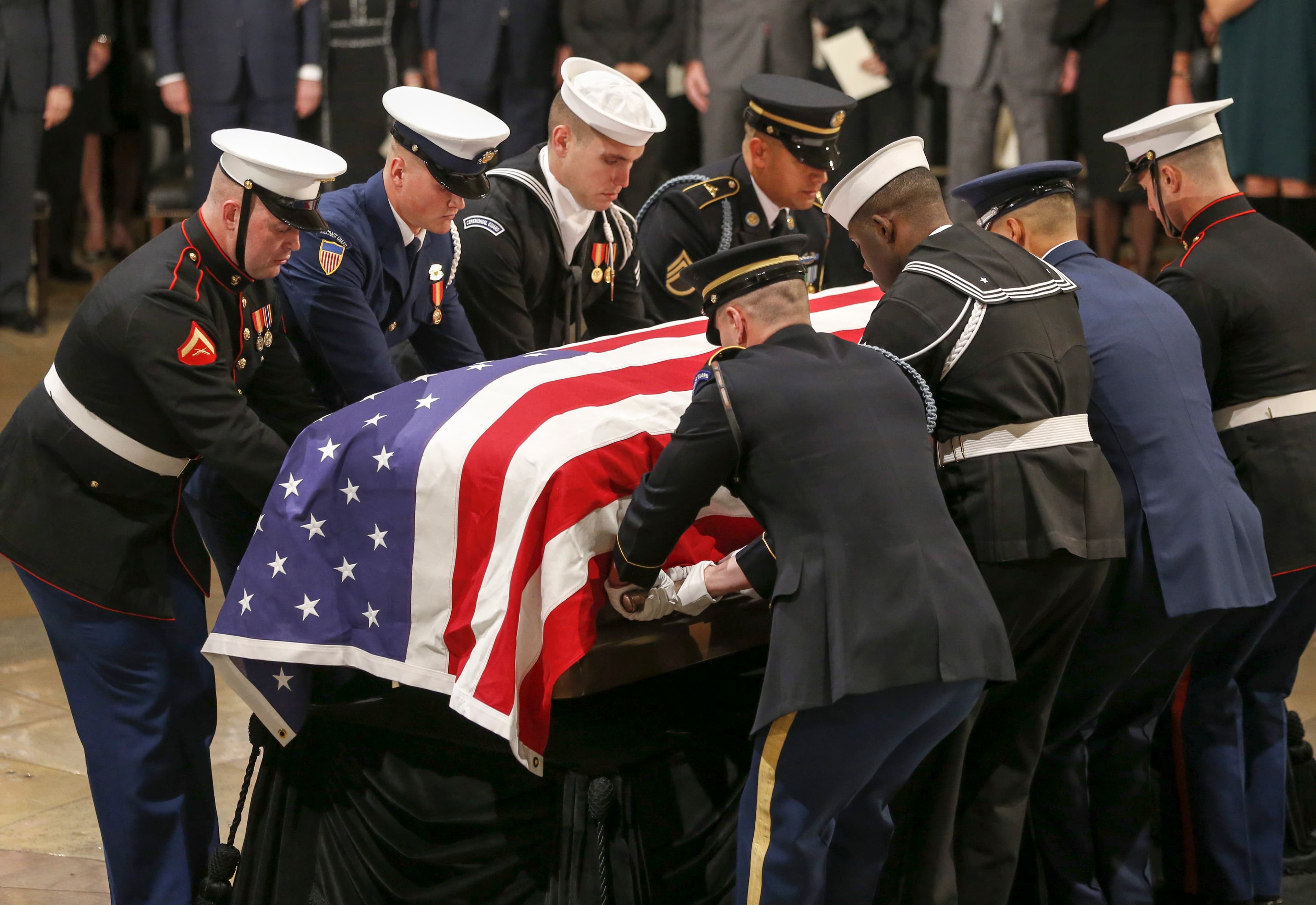 At George H.W. Bush's state funeral, every tribute seems a rebuke to Trump