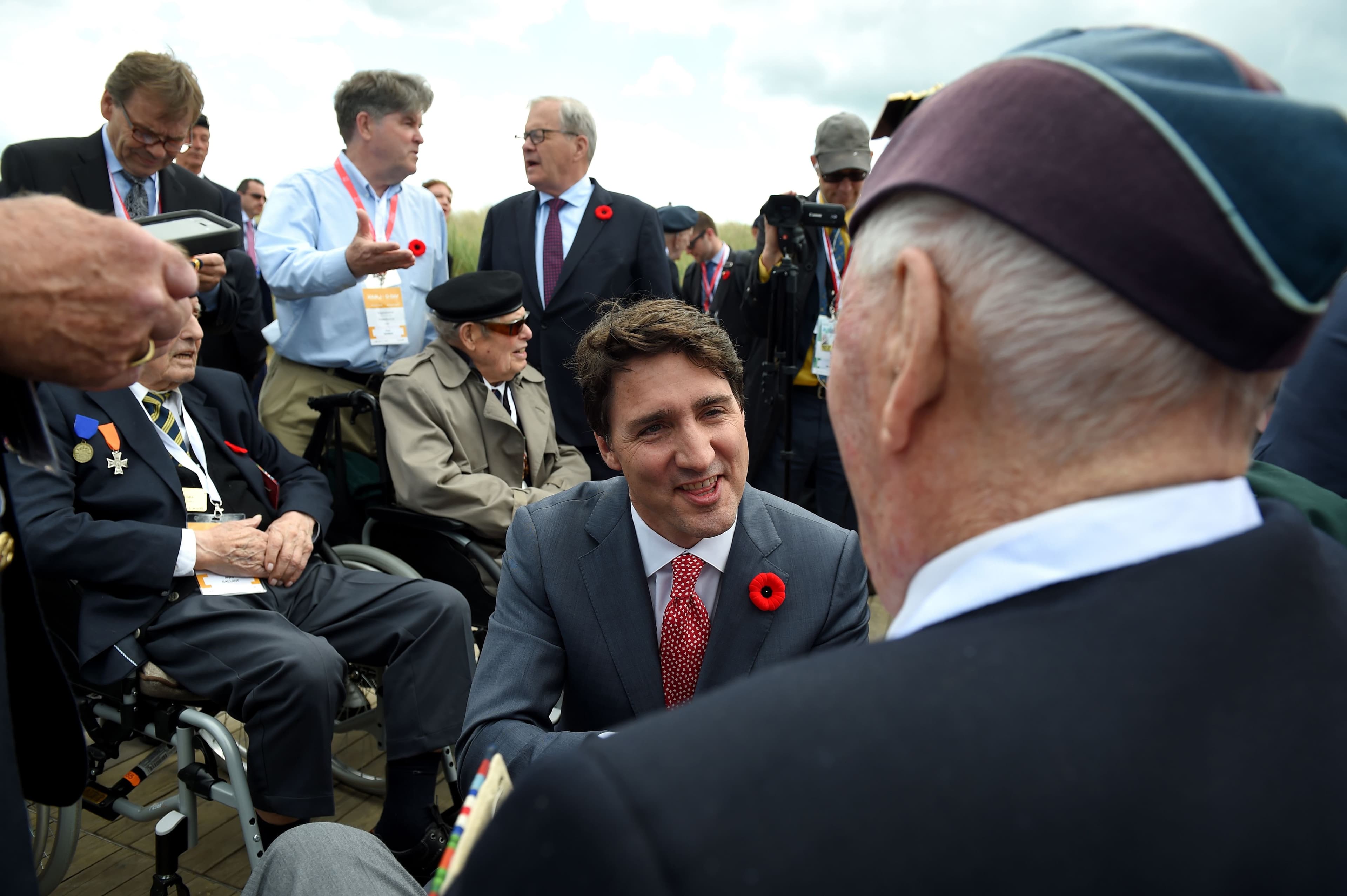 Justin Trudeau looks into the face of D-Day valour