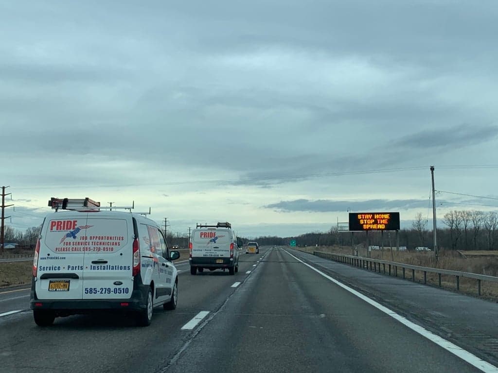A highway warning sign from somewhere near Syracuse, N.Y. (Stephen Maher)