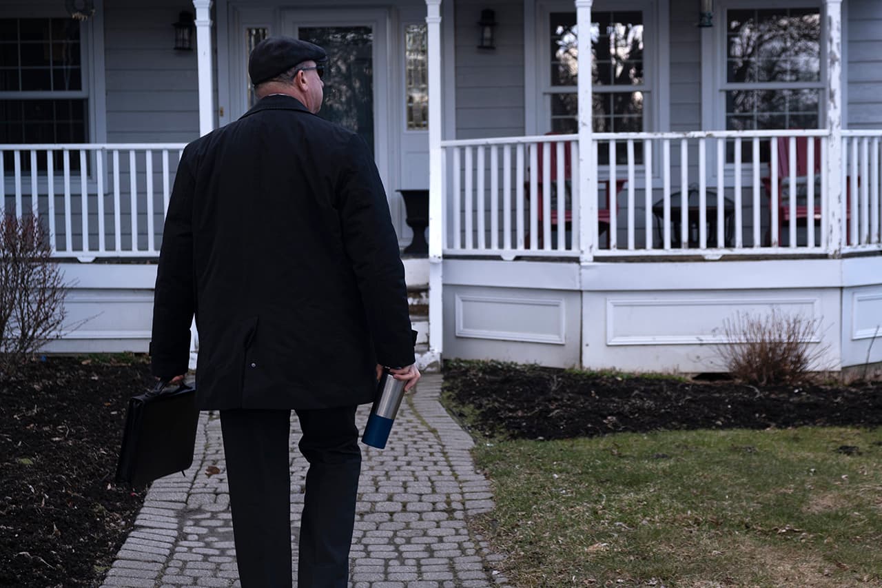 04/15/20 – Funeral Director Richard Paul arrives home after a long day.