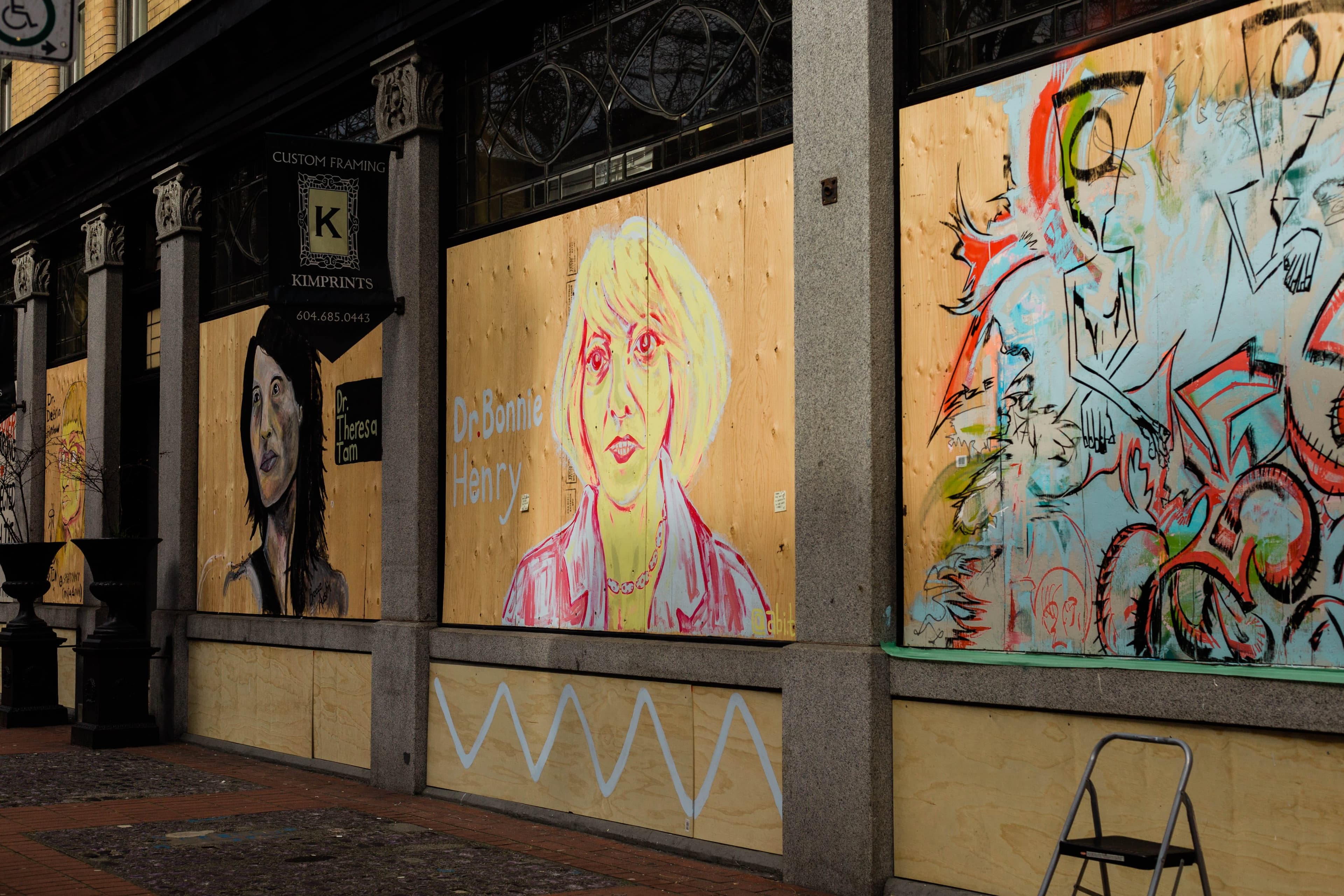 Mural, mural on the plywood wall