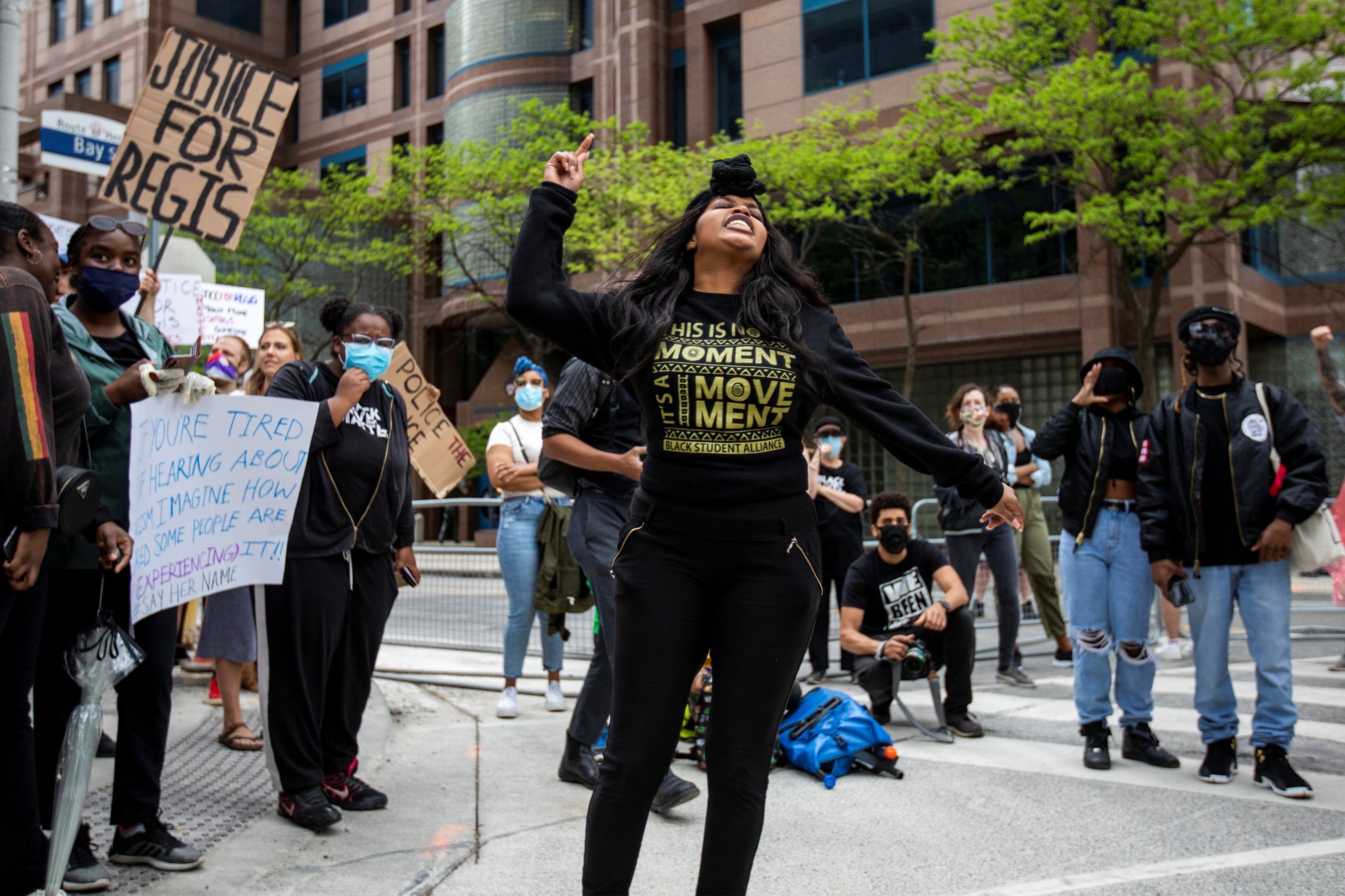 Black Lives Matters protesters in Toronto demanding justice for Regis Korchinski-Paquet (Carlos Osorio/Reuters)