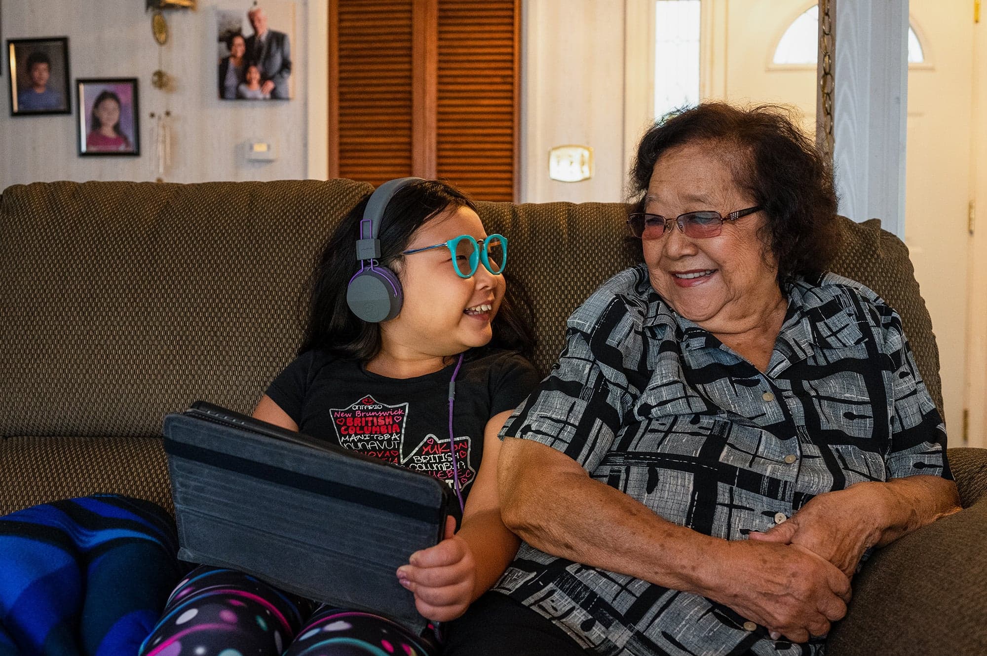 Living with Hanah (left) keeps her grandmother Iko (right) and her grandfather Brian ‘bright and active every day,’ says Kawashima (Photograph by Felicia Chang)