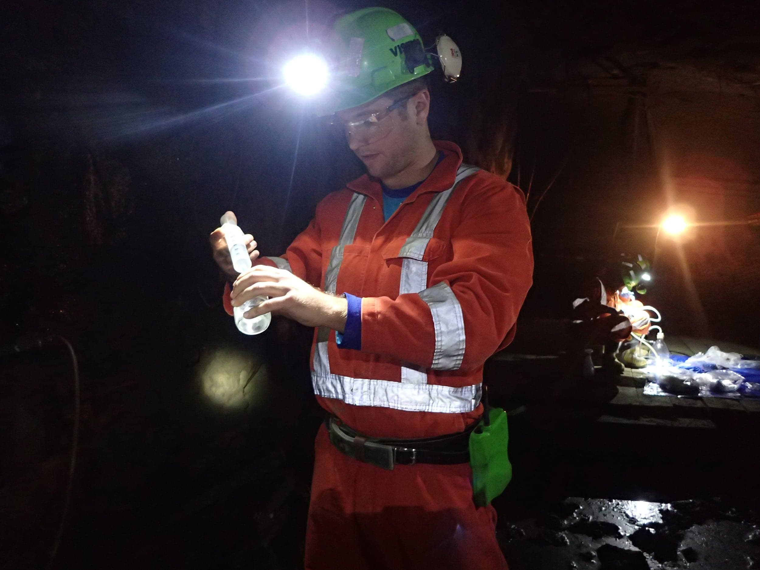 NASA’s Jesse Tarnas visited Kidd Creek to learn what its deep fluids can tell us about life on Mars (Courtesy of Stable Isotope Lab/University of Toronto)