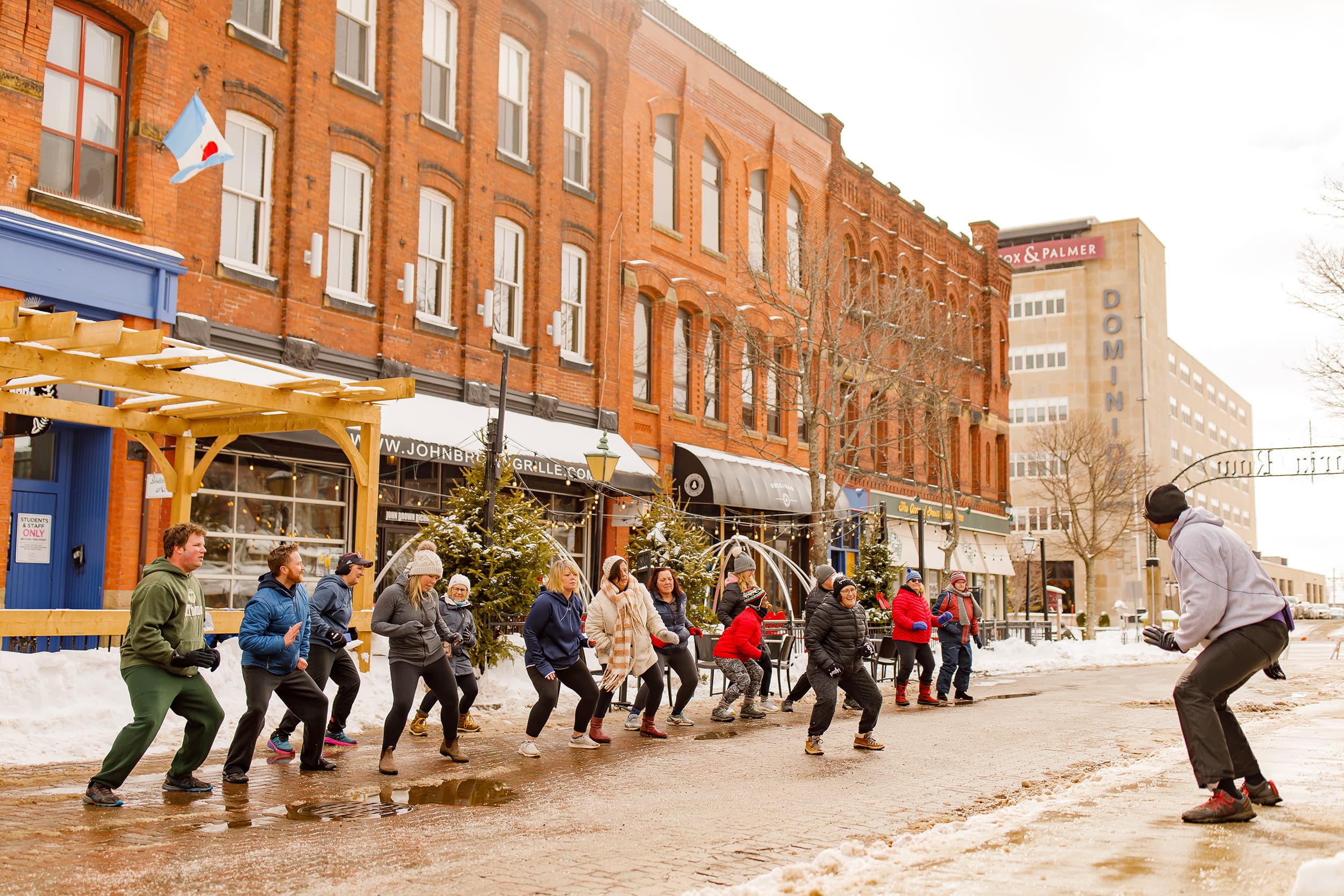 Charlottetown residents take part in a free outdoor fitness class; the city scored well in the community engagement category of our ranking (Courtesy of DiscoverCharlottetown.com)