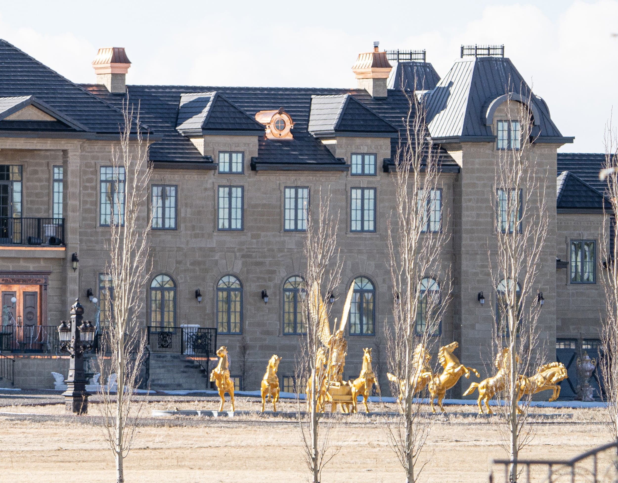 Golden horses were installed by the front door (Photograph by Chris Bolin)