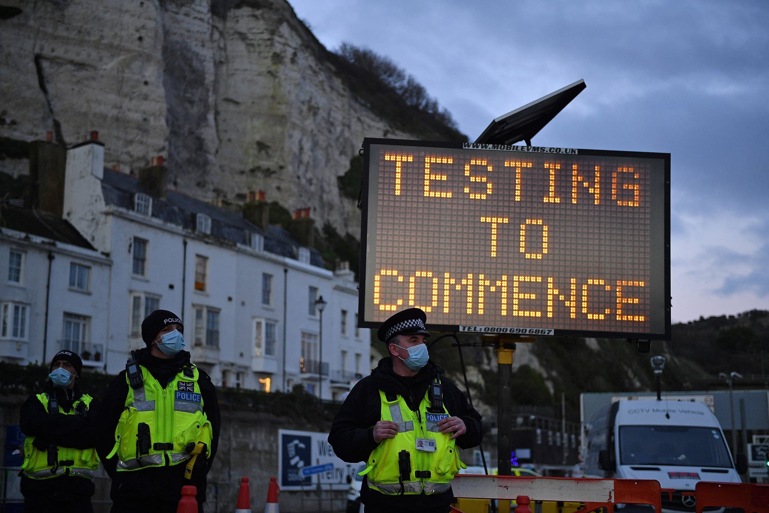 Testing at the Port of Dover in Kent, U.K.(Justin Tallis/AFP/Getty Images)