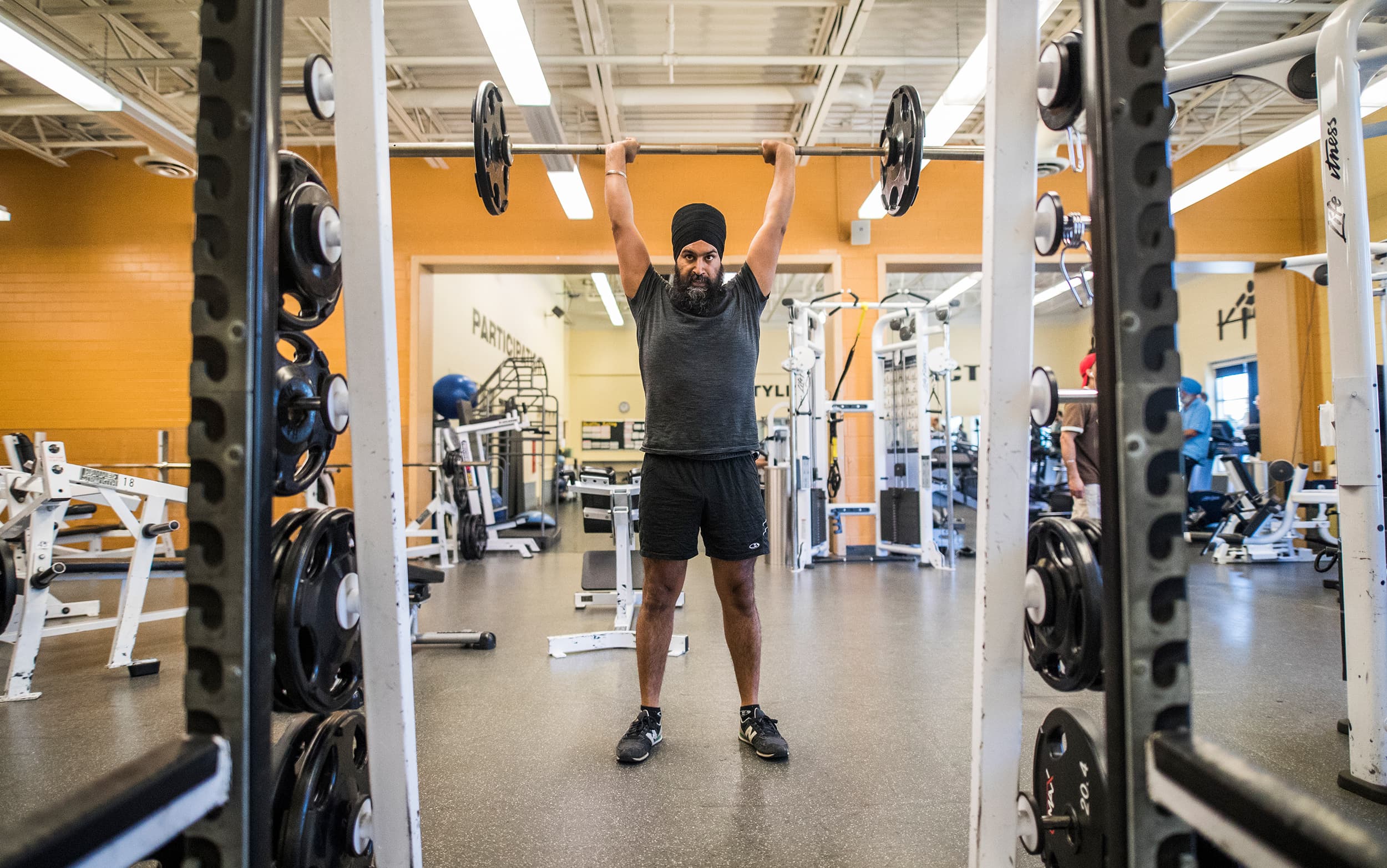 Jagmeet Singh, Federal NDP leader candidate, and Ontario NDP provincial MPP of Bramalea-Gore-Malton, works out at the South Fletcher's Sportsplex in Bramtpon, Ontario, Canada. June 2, 2017. (Photograph by Mark Blinch)