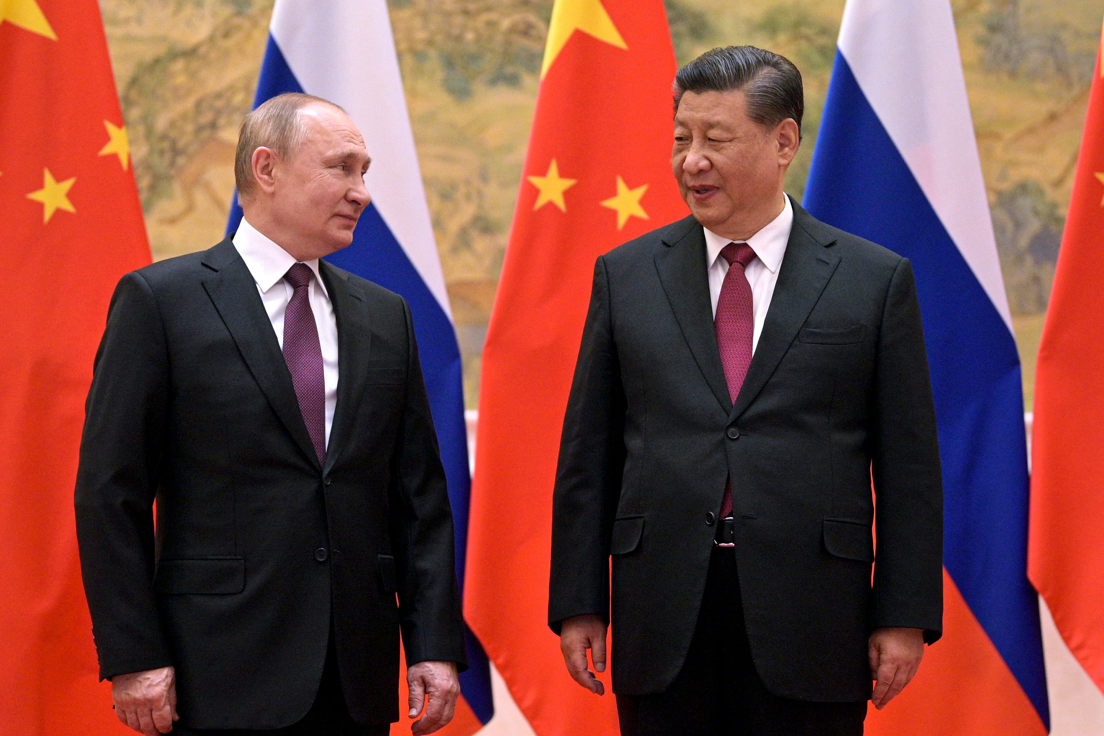 Putin and Xi meet on Feb. 4 for the opening of the Winter Olympic Games in Beijing. (Alexei Druzhinin/Kremlin Pool Photo via AP)