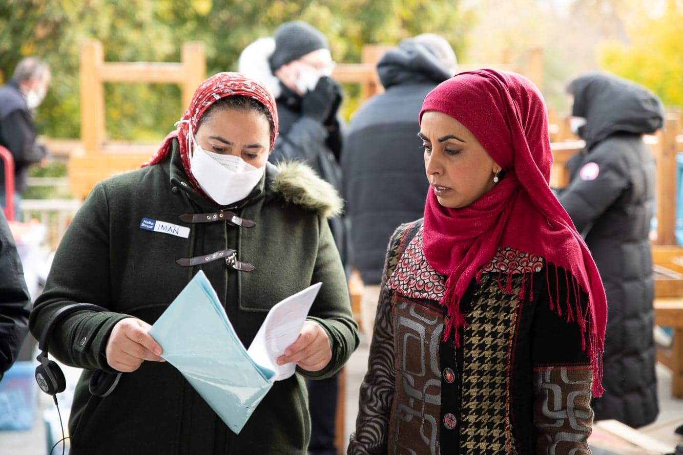 'Americanish' director Zawahry (left), shown here with Nawaz, directed the first two episodes of 'Zarqa' (Courtesy of Peter Scoulard and CBC Gem)