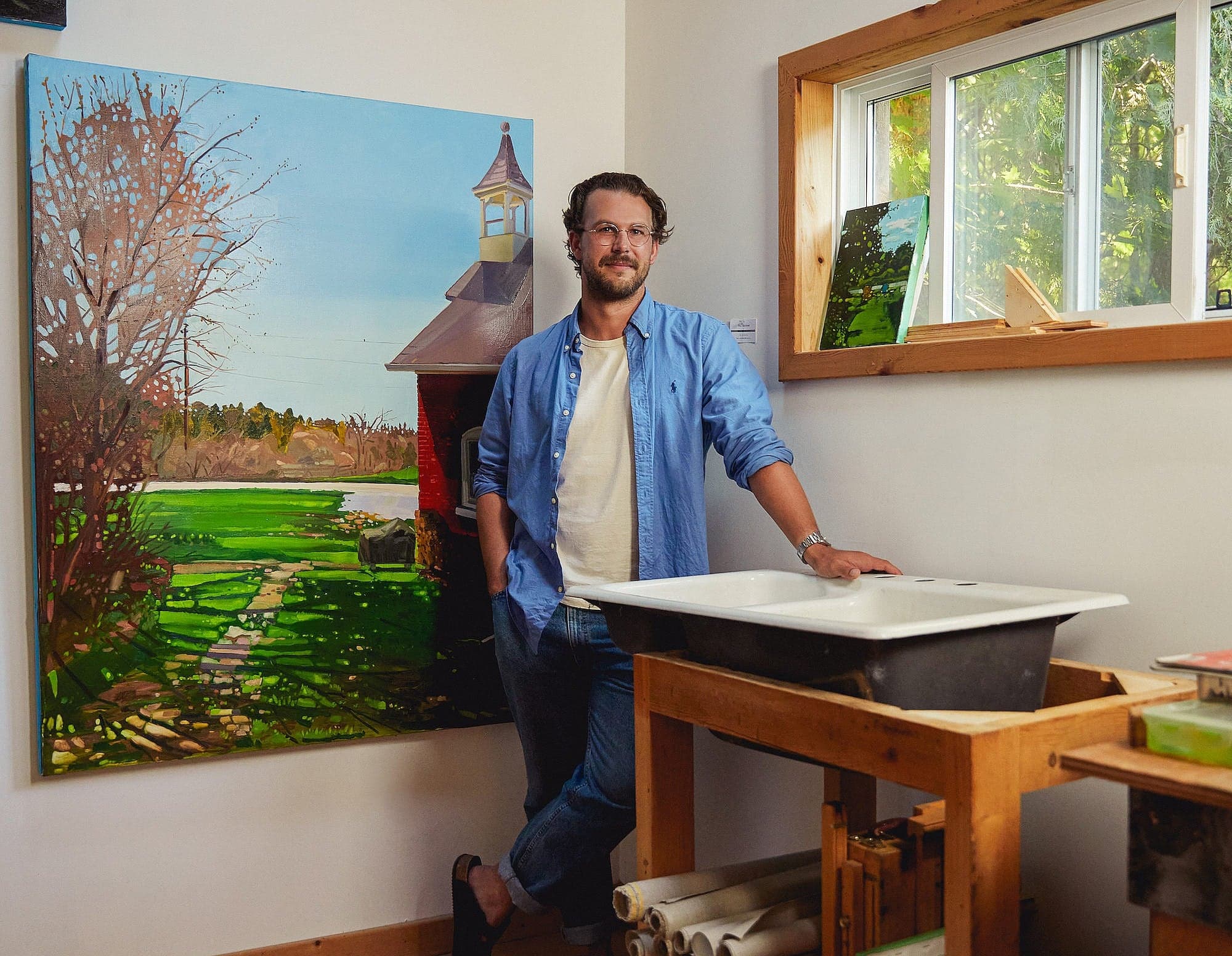 "Each piece becomes a record of what was there and allows me to linger in a space that is constantly changing," he says.