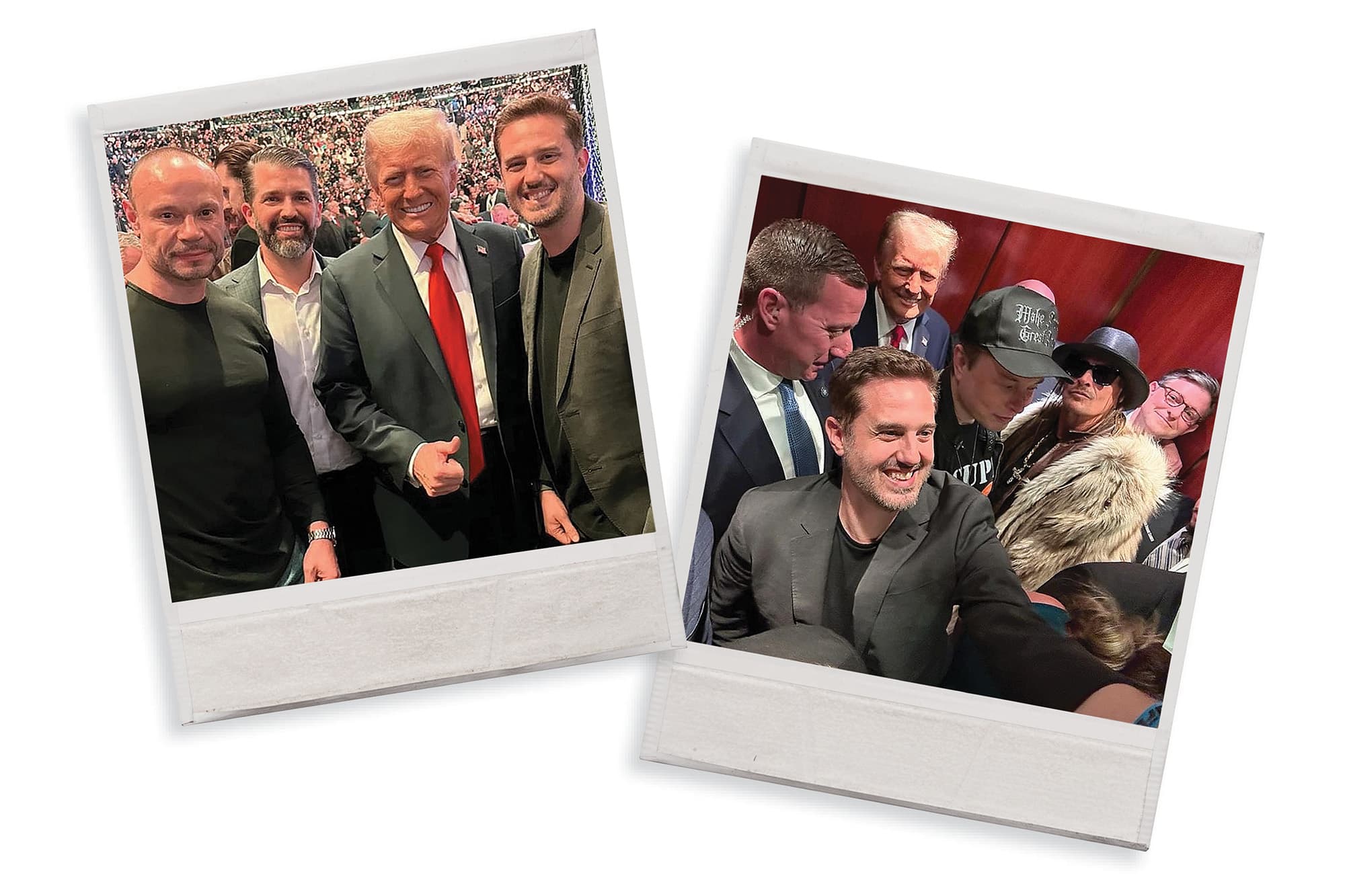 Pavlovski in polaroids with Trump and other men in suits