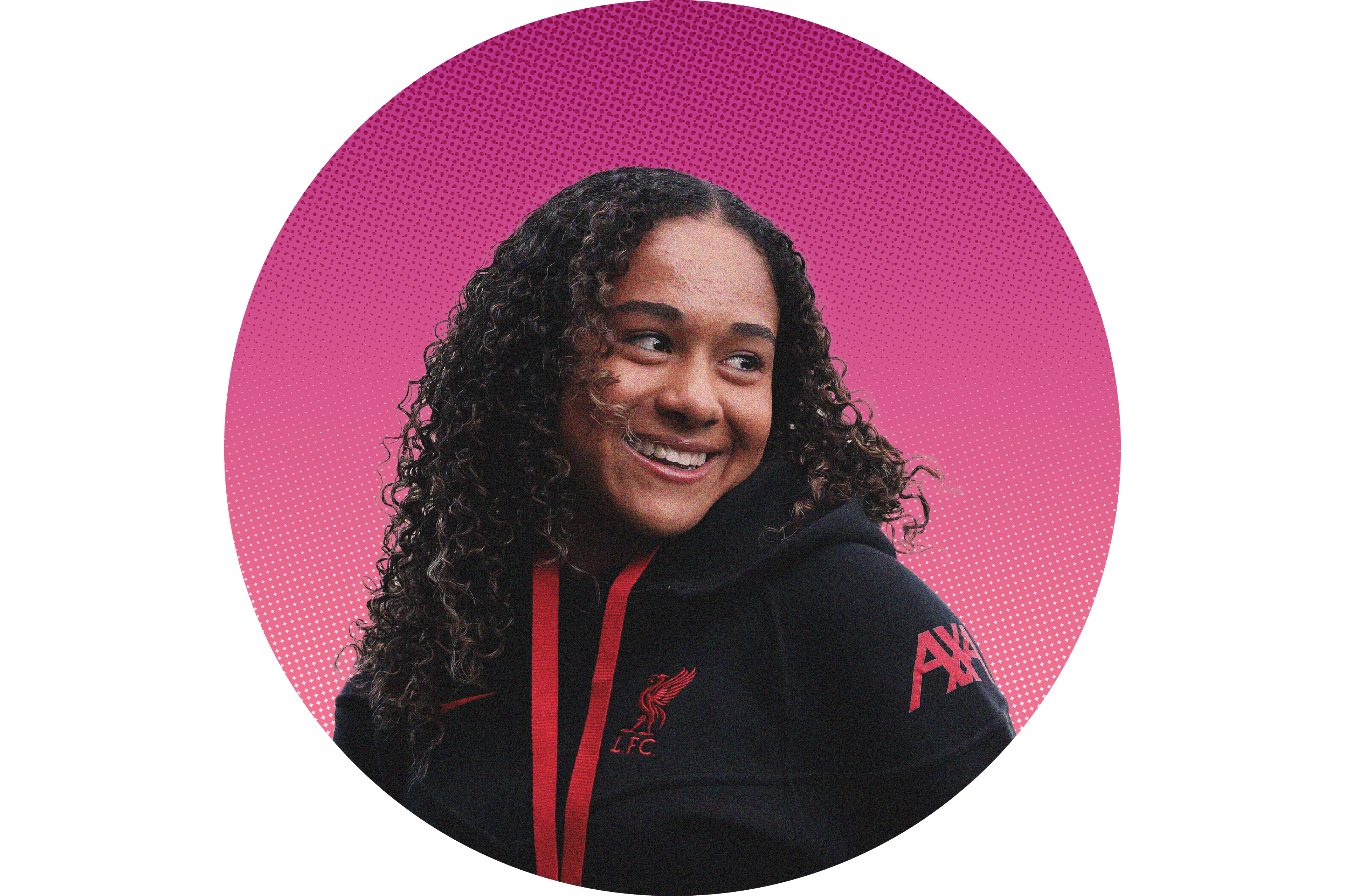 Olivia Smith in a black hoodie with red drawstrings