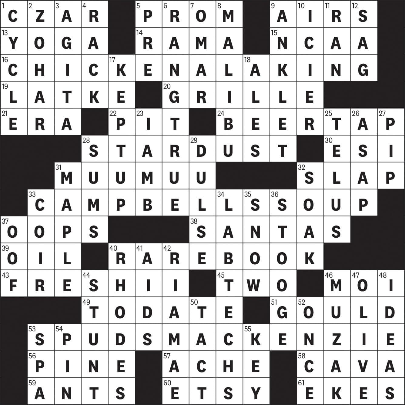 The crossword solution for the Maclean's April issue