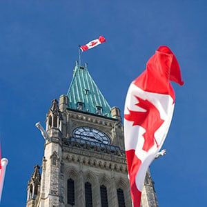 Parliament of Canada, Peace Tower, Canadian Flags
