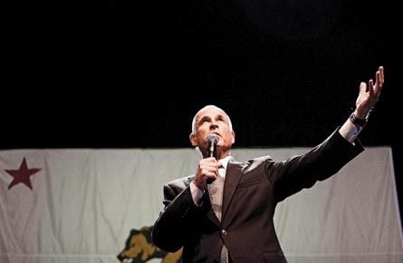 Jerry Brown, the Democratic candidate for governor of California, delivers his victory speech during an election night rally at the Fox Theater in Oakland, Calif.