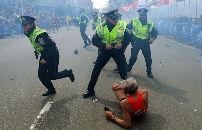 knocked down runner boston marathon