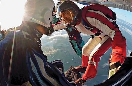 To illustrate skydiving instructor Tim Eason.