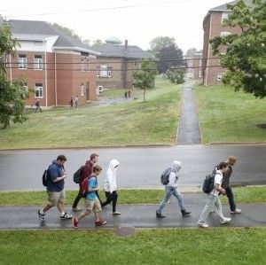 acadia students cross campus
