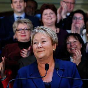 Quebec&#8217;s Premier Pauline Marois smiles during a news conference before calling an election at the National Assembly in Quebec City