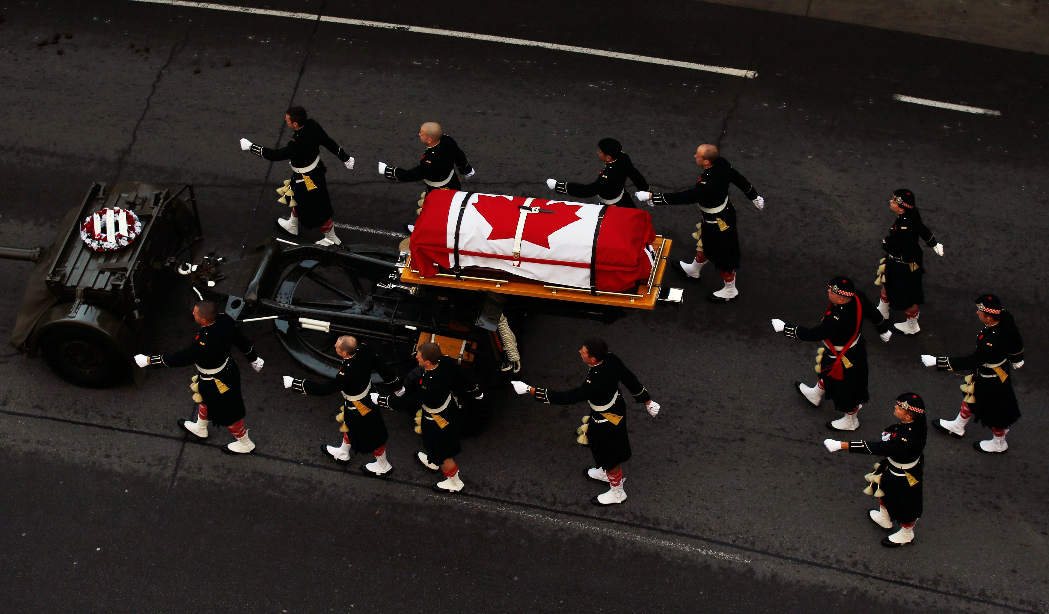 Soldiers escort the coffin during the funeral procession for Cpl. Nathan Cirillo in Hamilton