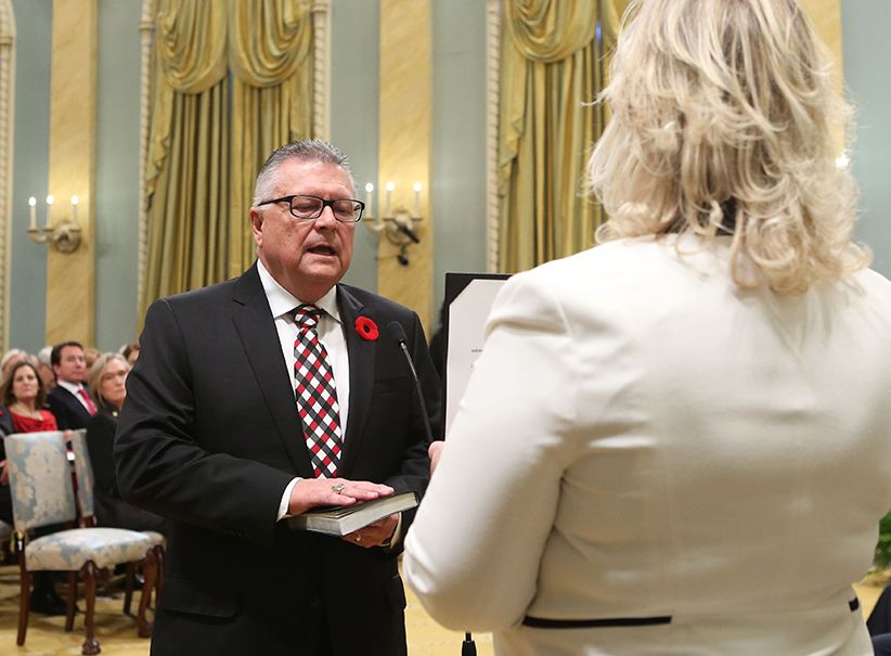 Canada&#8217;s new Public Safety and Emergency Preparedness Minister Ralph Goodale is sworn-in during a ceremony in Ottawa